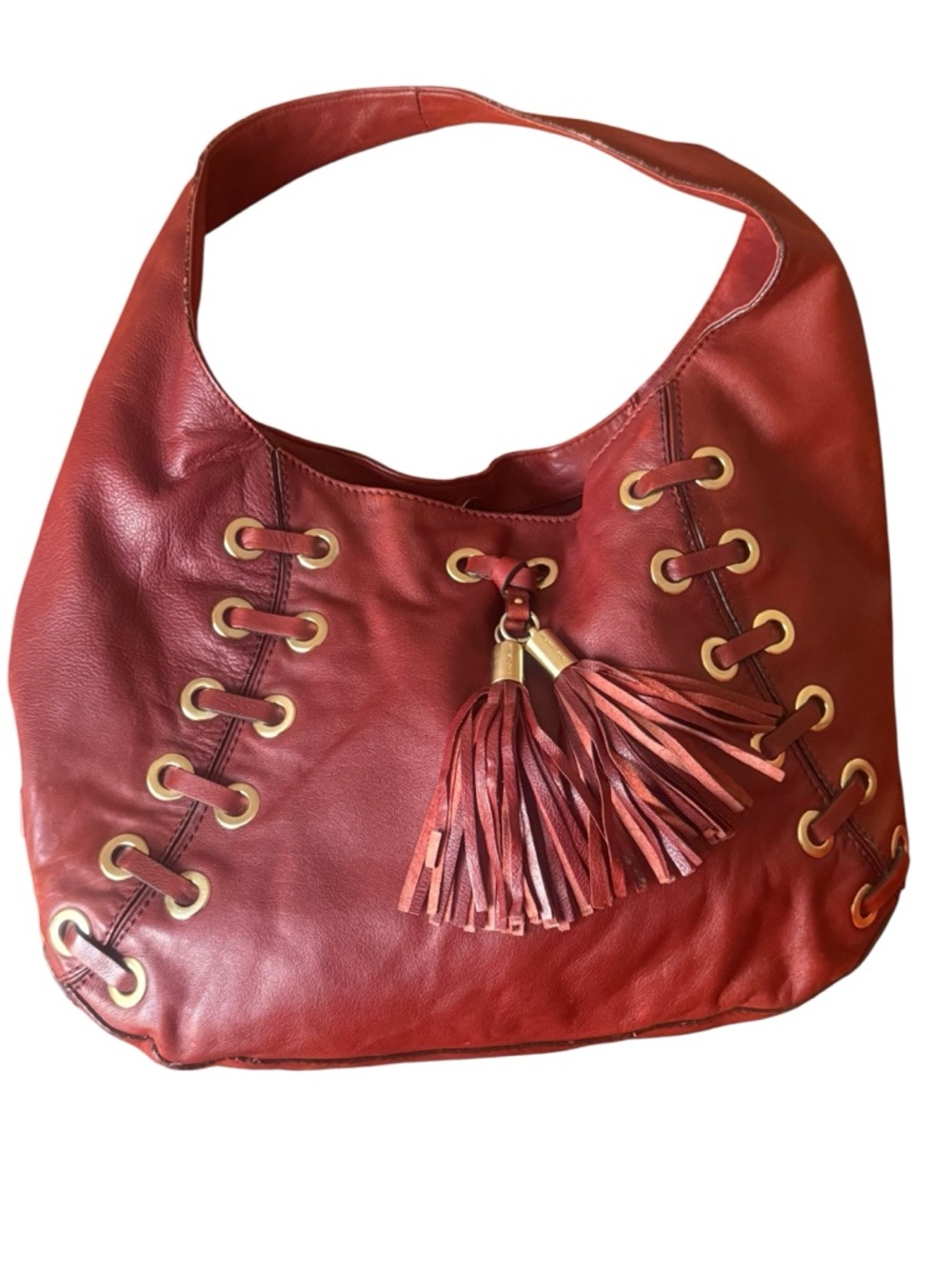 Michael Kors Red Leather Tassel Hobo Bag - Picture 12 of 12
